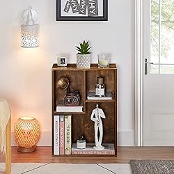 VECELO 3-Cube Small Bookshelf, Modern Bookcases