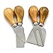 Freehawk 4 Pieces Set Cheese Knives with Bamboo Wood Handle Steel Stainless Cheese Slicer Cheese Cutter (Round Handle)