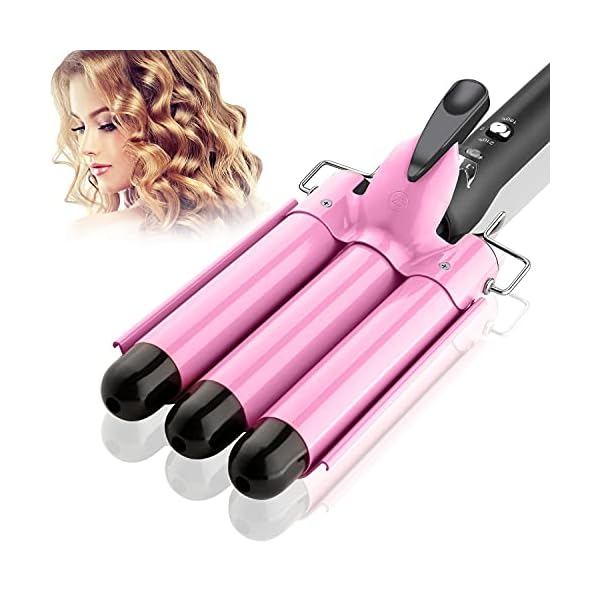 Hair-Waver-3-Barrel-Curling-Iron-Hair-Curler-with-2-Temperature-Control-Curling-Tongs-Ceramic-Tourmaline-of-25mm-Hair-Curling-Iron-Barrels-Fast-Heating-Curling-Wand-for-Long-or-Short-Hair-Styling 3 Barrel Hair Waver Curling Tong for Long/Short Hair Professional Curling Iron with 2 Temperature Control 30s Quick…