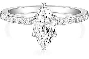 TIGRADE 2CT Engagement Ring for Women Marquise Cut Cubic Zirconia Wedding Band CZ Promise Anniversary Ring Size 3-12