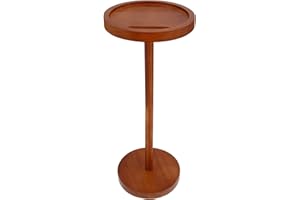 PHWRECZ Pedestal Side Table Drink Table Acacia Drink Table with Weighted Base Small Round Side Table for Small Spaces with Ph