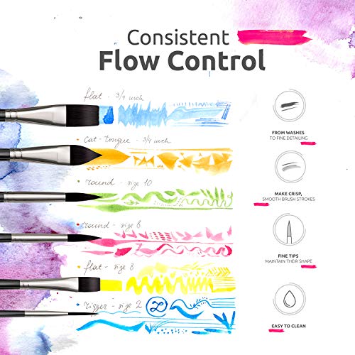 Watercolor Brushes Professional Synthetic Set 6 Faux Squirrel Artist