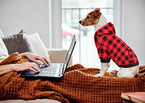 Dog Hoodie Dog Sweater Red Buffalo Plaid Dog Clothes Warm and Soft
