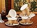 Jusalpha® Porcelain Tea Set-Golden Brown Tea Cup and Saucer Coffee Cup Set with Spoon FD-TCS09 (Set of 6)