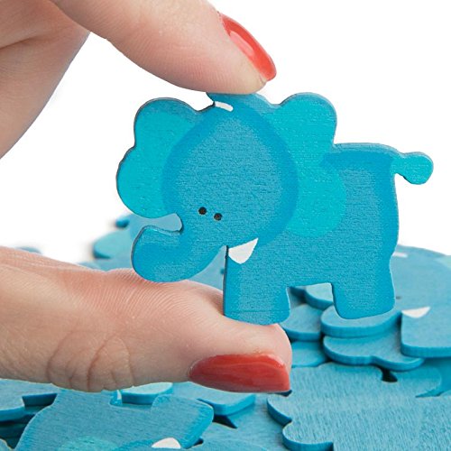 Finished Flat Back Wood Blue Elephant Cutouts | 100 Cutouts