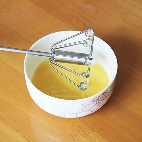BleuMoo Manual Self Turning Stainless Steel Miracle Push Magic Whisk Mixer Egg Beater