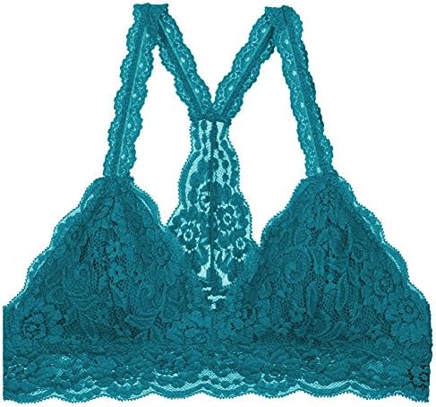 Bustier Floral Lace Crop Top Bralette Sheer Sexy Cami Tank Triangle Bra (M, Teal)