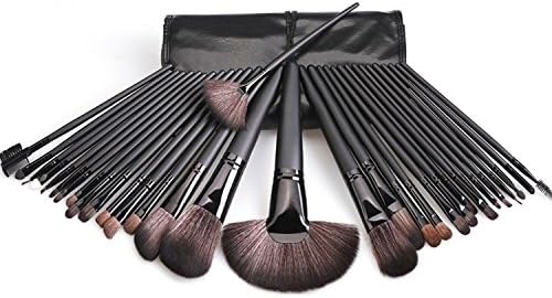 Amoroam 32 Pieces Makeup Brushes Set Eyeliner Eyeshadow Brow Concealer Foundation Blush Lip Brushes Cosmetic Brushes Kit for Face and Eye Professional Powder Liquid Cream Brushes