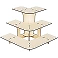Flenpptly Retail Display Shelves Display Stand Retail Table Wooden 3 Tiers Display Rack Portable Shelf Rack for Retail Counter Top Craft Shows Farmers Market Tradeshows (Corner Display)