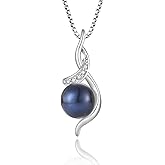 YIFSIY Pearl Pendant Necklace for Women 925 Sterling Silver Single Freshwater Cultured Pearl Jewelry Gift for Mom Wife Her