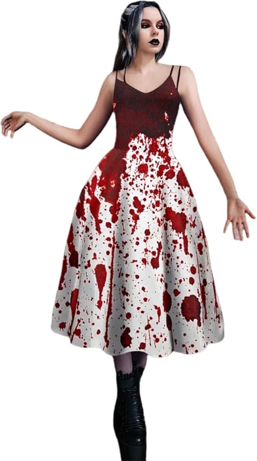 LCpddajlspig Halloween Costumes Adult Women: Vampire Costume Scary Womens Halloween Costume Sexy Witch Goth Clothes A Line Cosplay Gothic Dresses Plus Size Sleeveless Dress Party
