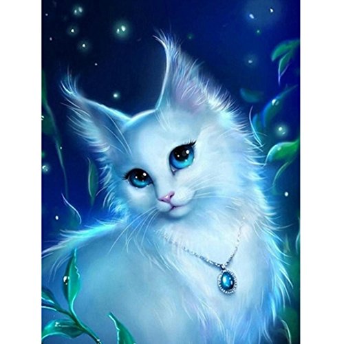 Diy 5d Diamond Embroidery Painting,Vanvler Rhinestone Pasted Painting Cross Stitch Animals (G White Cat, 20/25cm) Diy 5d Diamond Embroidery Painting,Vanvler Rhinestone Pasted Painting Cross Stitch Animals (G White Cat, 20/25cm)