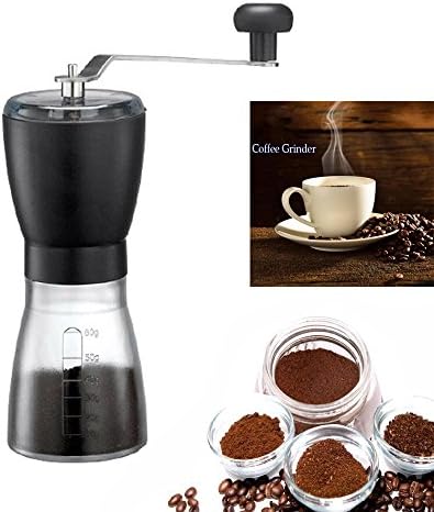 Manual Coffee Grinder,Advaka Ceramic Burr Mill Coffee Maker Portable Travel Coffee Grinder Stainless Steel Coffee Bean Grinder Black