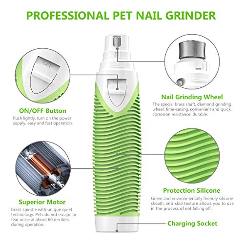 JOEJOY Electric Pet Nail Grinder Dog Nail Trimmer Clipper Rechargeable & Portable Grooming Trimming Shaping Smoothing Gentle Painless Paws for Dogs and Cats