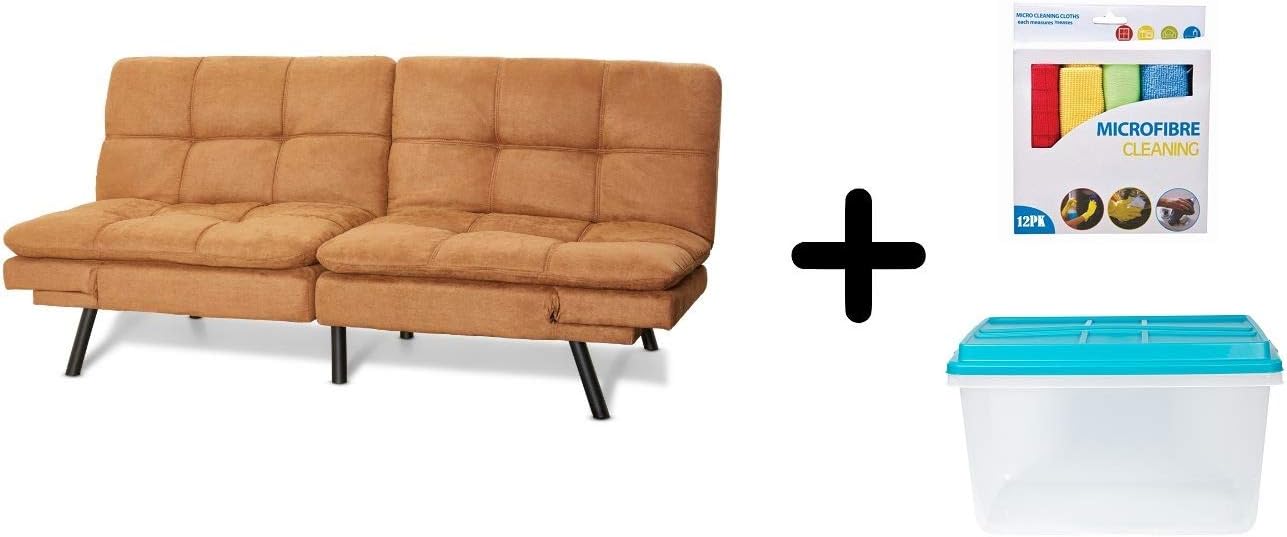 Amazon Com Mainstay Memory Foam Futon Sofa Camel Suede Bundle