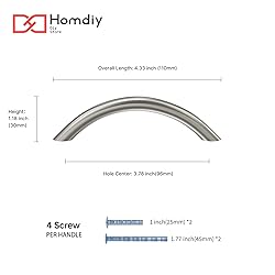 homdiy 10 Pack 3-3/4 Inch Brushed Nickel Cabinet