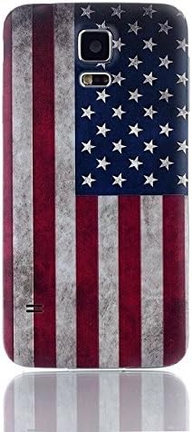 Nsiucion Samsung Galaxy S5 Battery Cover, Ancientry USA Flag Texture Housing Replacement Plastic Back Cover Case for Samsung Galaxy SV S5 i9600 G900
