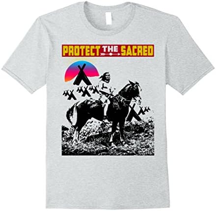 Mens Protect The Sacred - It's All Native American Land #NoDAPL Large Heather Grey