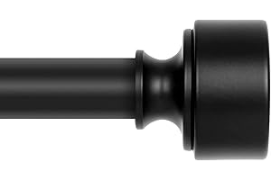 HEI! DEAR Black Curtain Rods for Windows 66 to 120 Inch(5.5-10ft),Noble Metal End Cap Curtain Rods,1" Diameter Heavy Duty Curtain Rod,Adjustable Drapery Rods,Telescoping Window Curtains Rod 36-120",Matte Black