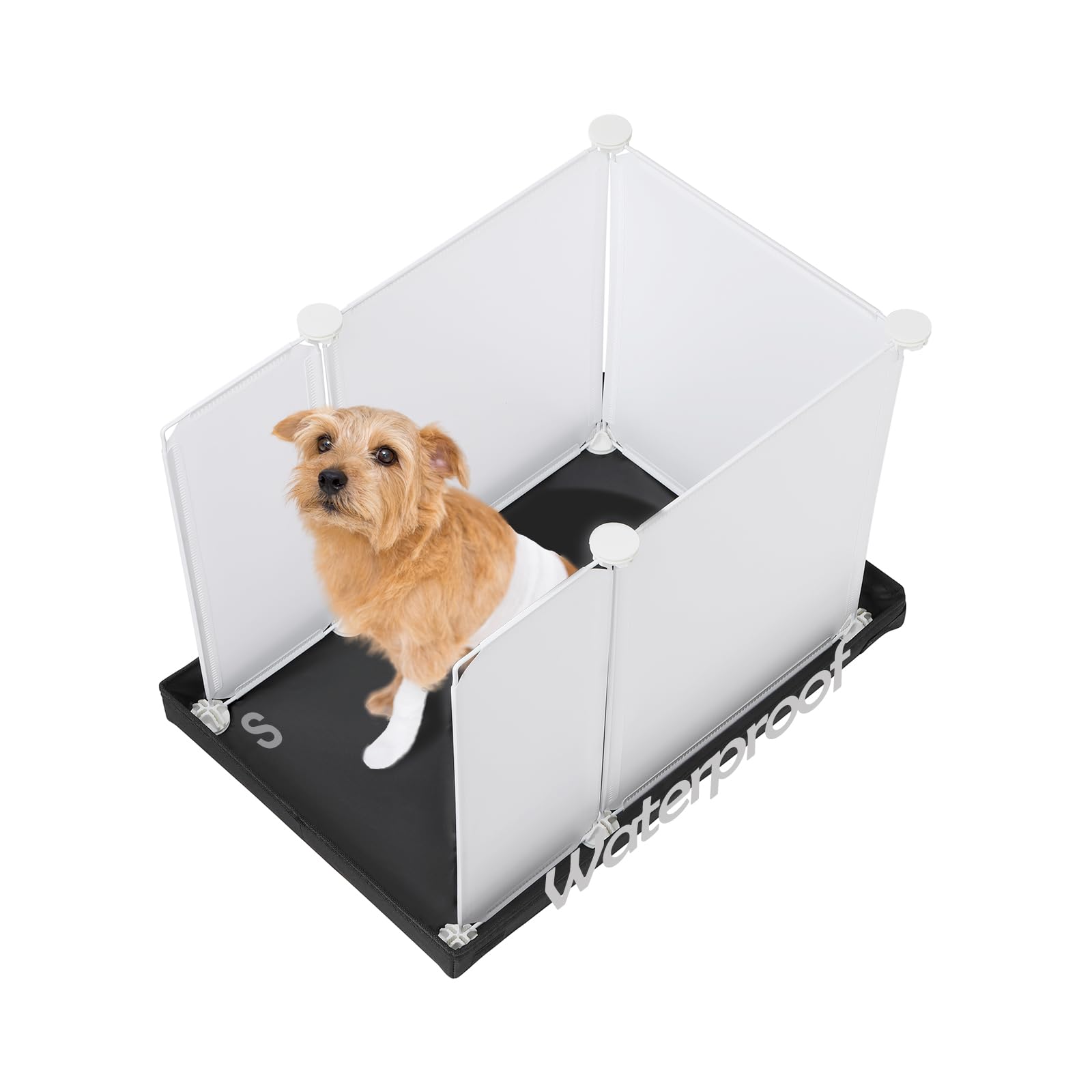 Photo 1 of MEEXPAWS Puppy Dog Pee Pad Holder with Dog Litter Box Enclosure Splash Guard, Foldable Liner Base 23'' x 15'', Indoor, DIY Cat Litter Box Shields, Litter Box with High Walls