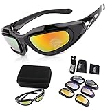 Tactical Glasses,Lefox Cycling Glases CS Game Tactical Protective Glasses Dust-proof Protective Military Sunglasses with 4 Replaceable Lenses (Black)