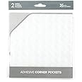 Adhesive Clear Corner Storage Pockets. Set of 2, Large 6" x 6". Adds Extra Storage Space to Folders, Notebooks, and Journals. Cuttable Sticky Peel and Stick.