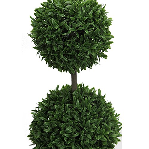 Admired By Nature 18 Inch Artificial Boxwood Topiary Plants 2 BallShape Faux Topiaries with