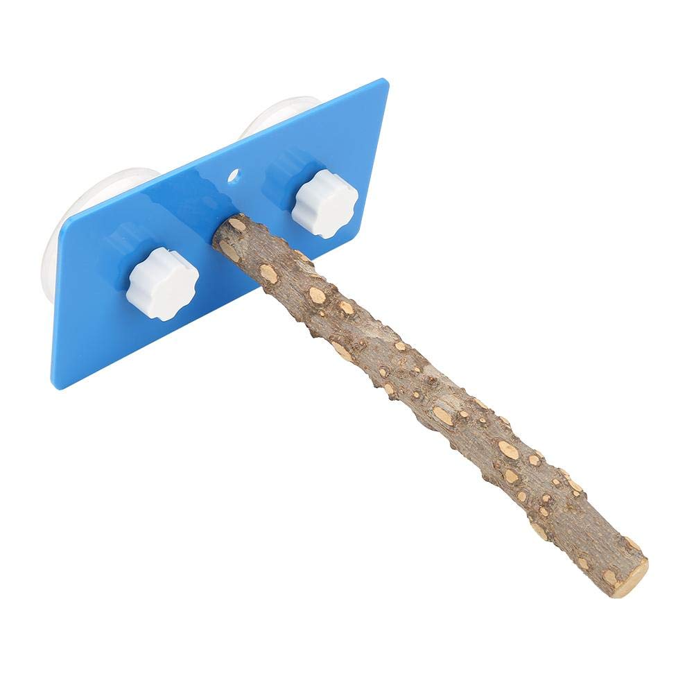 Cikonielf Birds Shower Perches, Wall-mounted Wooden Standing Rack with Plastic Suction Cup for Pet Bird Parrot Macaw Cockatoo African Greys Budgies Parakeet Taking Shower Perching Toy(Fagara Wood)