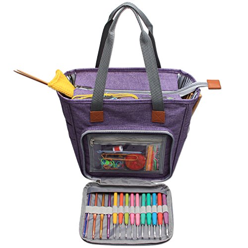 image for Luxja Small Knitting Tote Bag, Yarn Storage Bag for Carrying Projects,