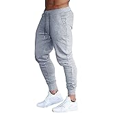 BUXKR Men's Slim Joggers Workout Pants for Gym Running and Bodybuilding Athletic Bottom Sweatpants with Deep Pockets