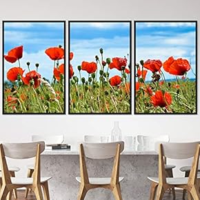 signwin 3 Piece Framed Canvas Wall Art Red...