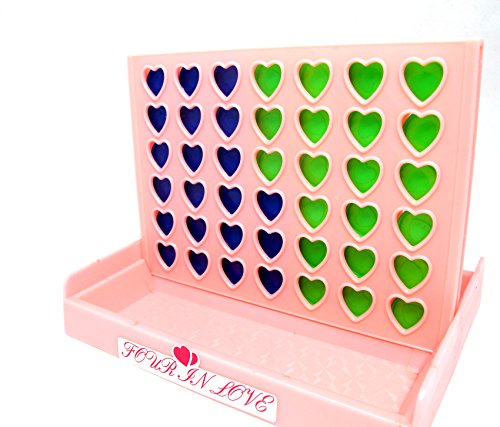 New Connect 4 in Row Game Heart Shape Family Board Game (Pink Board Color) Pocket size 5.2