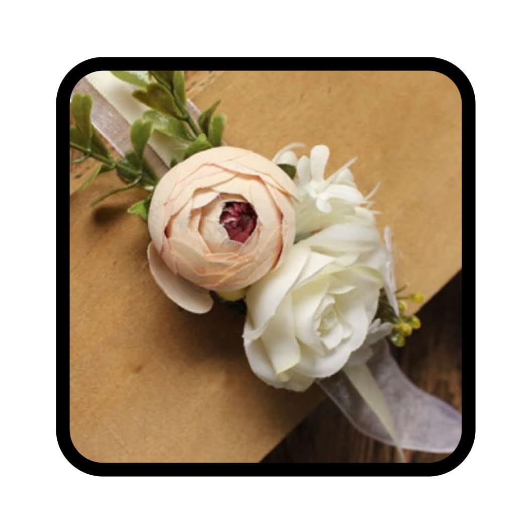 Relandy Bridal Wrist Corsage Champagne Wedding Wrist Flowers Bride Wedding Wrist Corsage for Women and Girls