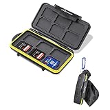 Beeway Memory Card Carrying Case Holder for SD SDHC SDXC - 12 Slots Sealed Waterproof with Storage Bag & Carabiner
