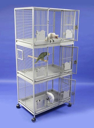 Hawaiian Hotel Three Tier Bird Cage – 36″ x 24″ x 77 – Platinum