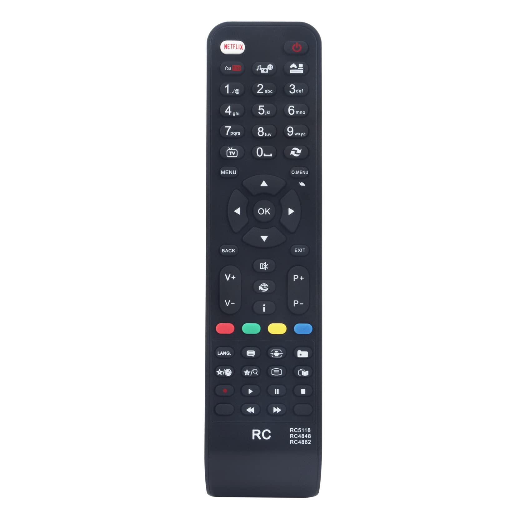 AULCMEET RC5118 RC4848 RC4862 Replacement Remote Control Compatible with Digihome Alba Polaroid Hitachi 4K OLED Smart TV