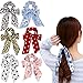 Jaciya 6 Pieces Satin Hair Scrunchies for Hair Bowknot Silk Satin Scarf Hair Ties Pattern Leopard Animal Print Hair Scrunchy Hair Bow Accessories for Women