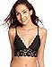 DOBREVA Women's Lace Padded Bralette Plunge Wireless Longline Bra for A to D Cups Black (Bra) Small