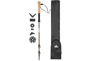 Cascade Mountain Tech Trekking Poles - Carbon Fiber Monopod Walking or Hiking Sticks with with Accessories Mount and Adjustable Quick Locks