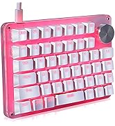 Koolertron One Handed Mechanical Gaming Keyboard, Programmable Macro Keypad, Pink LED Backlit Por...