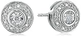 Rhodium Plated Sterling Silver Diamond-Accent Round Stud Earrings