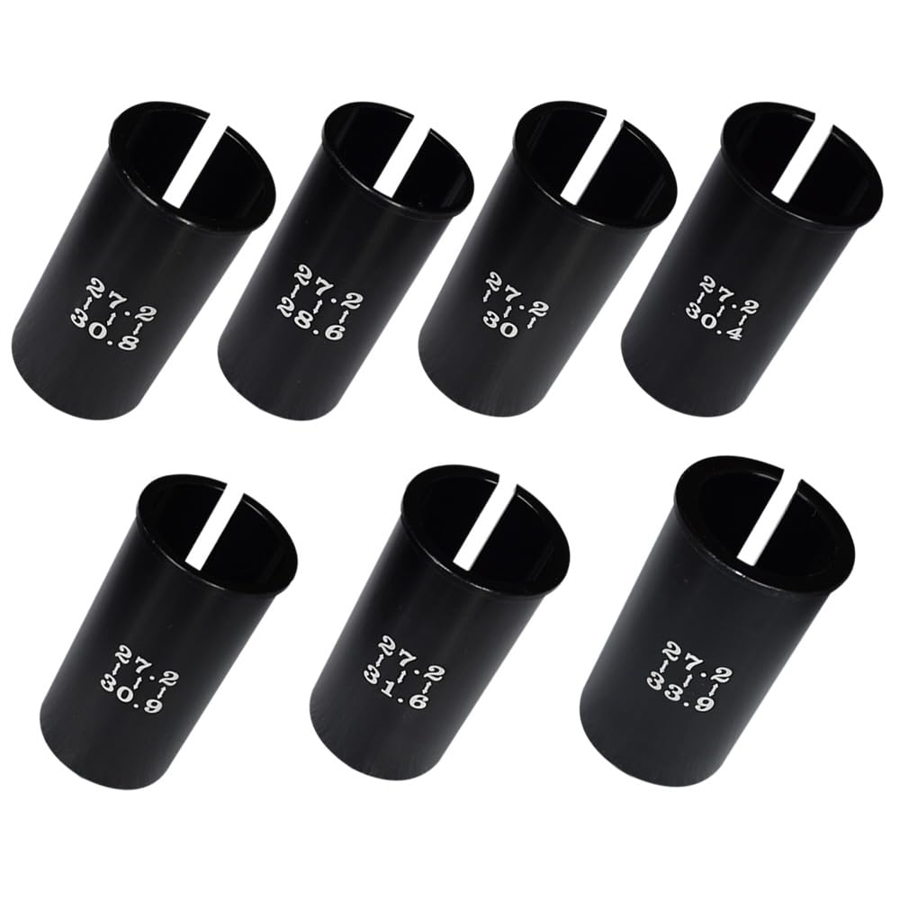 Albedel Set of 7 Sizes Bike Seat Post Adapter Seat Post Adapter Shim Bicycle Seat Tube Conversion Sleeve 27.2mm to 28.6/30/30.4/30.8/30.9/31.6/33.9mm 60mm Length Aluminum Alloy for Road Mountain Bike