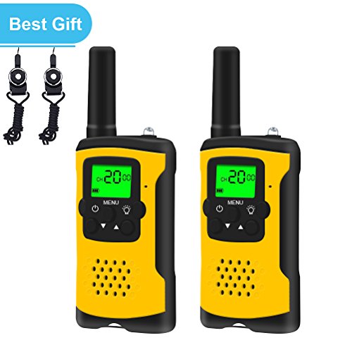 E-wor Walkie Talkies For Kids,22 Channels FRS/GMRS UHF Kids Walkie Talkies, 2 Way Radios 4 Miles Long Range Rechargeable Walkie Talkies Kids Best Birthday Gift Toys With Flashlight,1 Pair(Yellow)