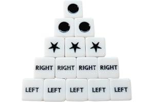 JHFY Left Right Center Dice Only 15 Dices Left Right Center Dice Game Prime Dice Only（ six Sided ，16mm）