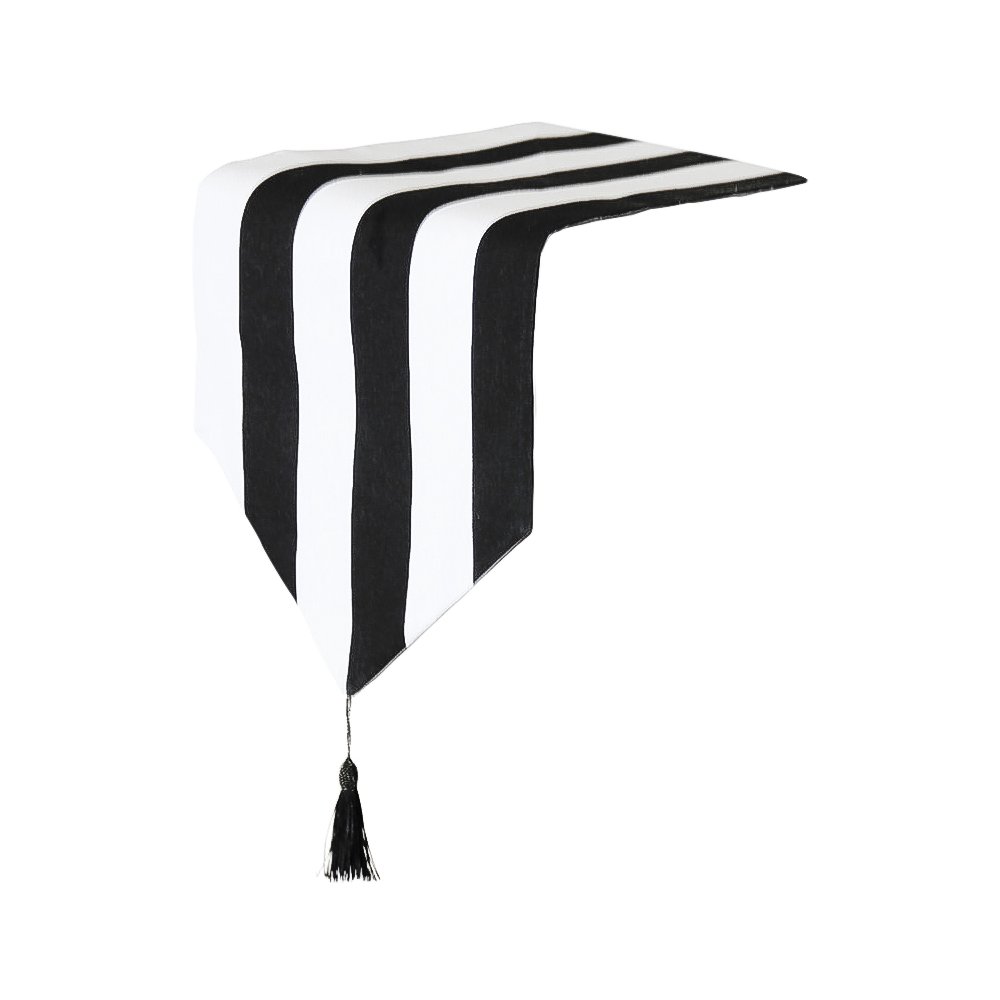 Tong Yue Western Classic Black and White Striped Table Runner for Home Decor,12"x63"