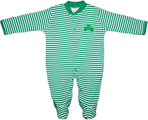 Creative Knitwear Irish Baby Shamrock Striped Footed Romper