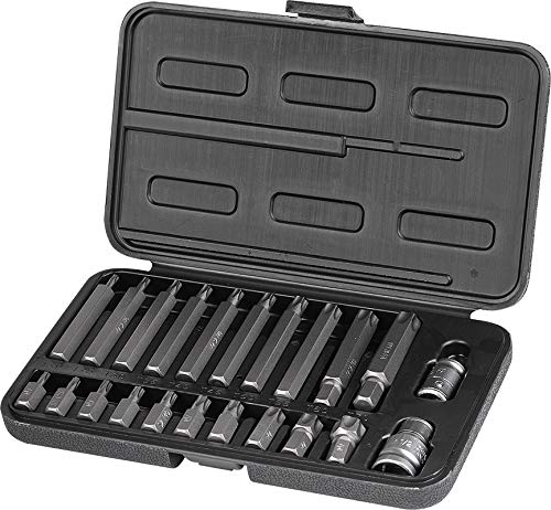 TORX Bit Set (30, 75mm) - Socket wrench set 22 pieces (T20 T25 T30 T35 T40 T45 T50 T55 T60 T70) + 2 Couplers 1/2" & 3/8" inch - Star Bit Set (HRC 58-62) - S2 Cr-V Steel - External sockets, Screwdriver