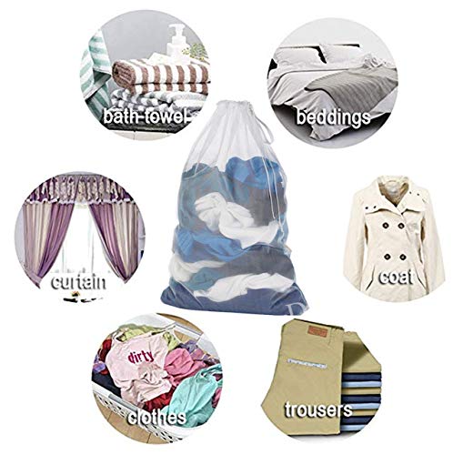 Extra Large Heavy Duty Mesh Laundry Bags Household Storage Bag Commercial Machine Washable Drawstring Netted Wash Laundry Liners for Colleage Dorms,Camp,Factory,Travels,2 Pack - Thumbnail 4