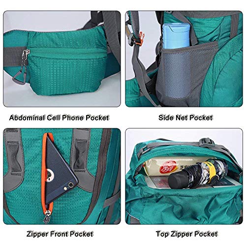 ONEPACK 80L Internal Frame Hiking Backpack Women Men Waterproof Rain Cover Climbing Backpack fit Outdoor Travel Mountaineering Camping (80L Blue) - Thumbnail 6
