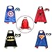 SPESS Superhero Capes Kids Dress Birthday Party Cartoon Costume Set for Boys and Girls 4 Set with Marks and Bags (Reversible)